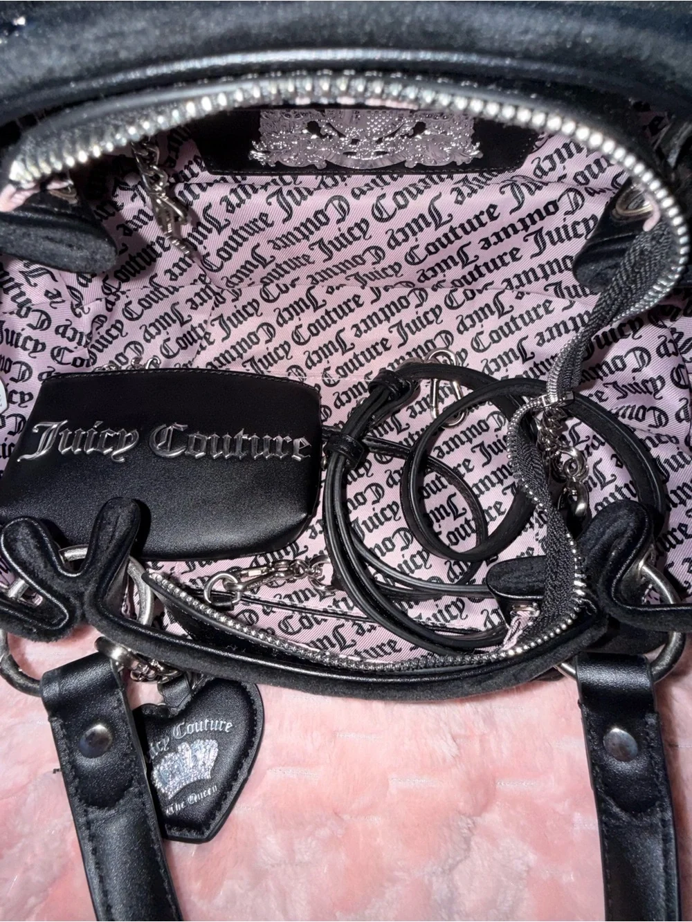 Juicy Couture Black Silver Twig Dog Dumpling / Hobo Bag ! NWOT ! - Picture 5 of 7